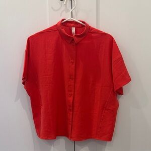 lululemon athletica Red Casual Button Down Shirt